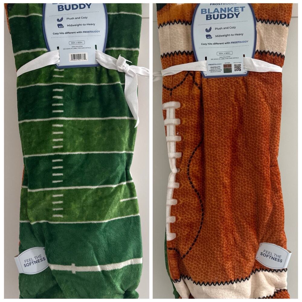 FrostBuddy Blanket Buddy FOOTBALL & FIELD Chocolate Candy Drip 50x60” Kids NEW
